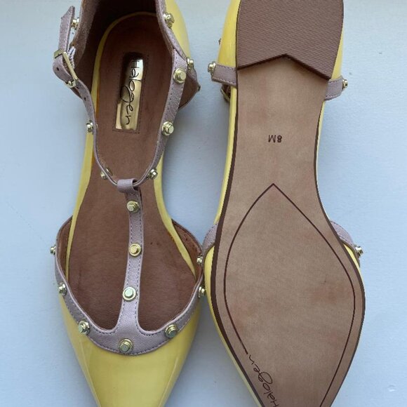Halogen Yellow Studded T-Strap Pointed Toe Flats – Size 8 - Picture 4 of 4
